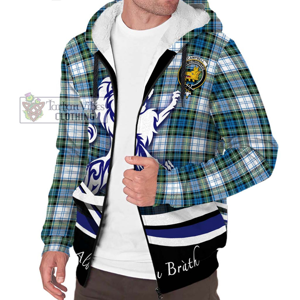 Campbell Dress Ancient Tartan Sherpa Hoodie with Alba Gu Brath Regal Lion Emblem Unisex S - Tartanvibesclothing Shop