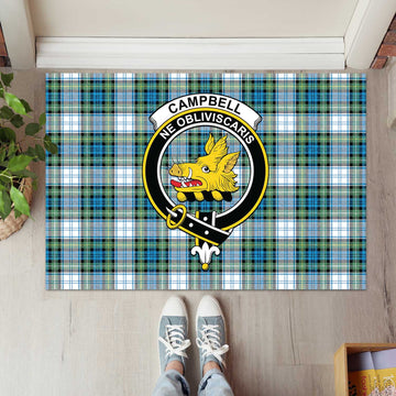 Campbell Dress Ancient Tartan Door Mat with Family Crest