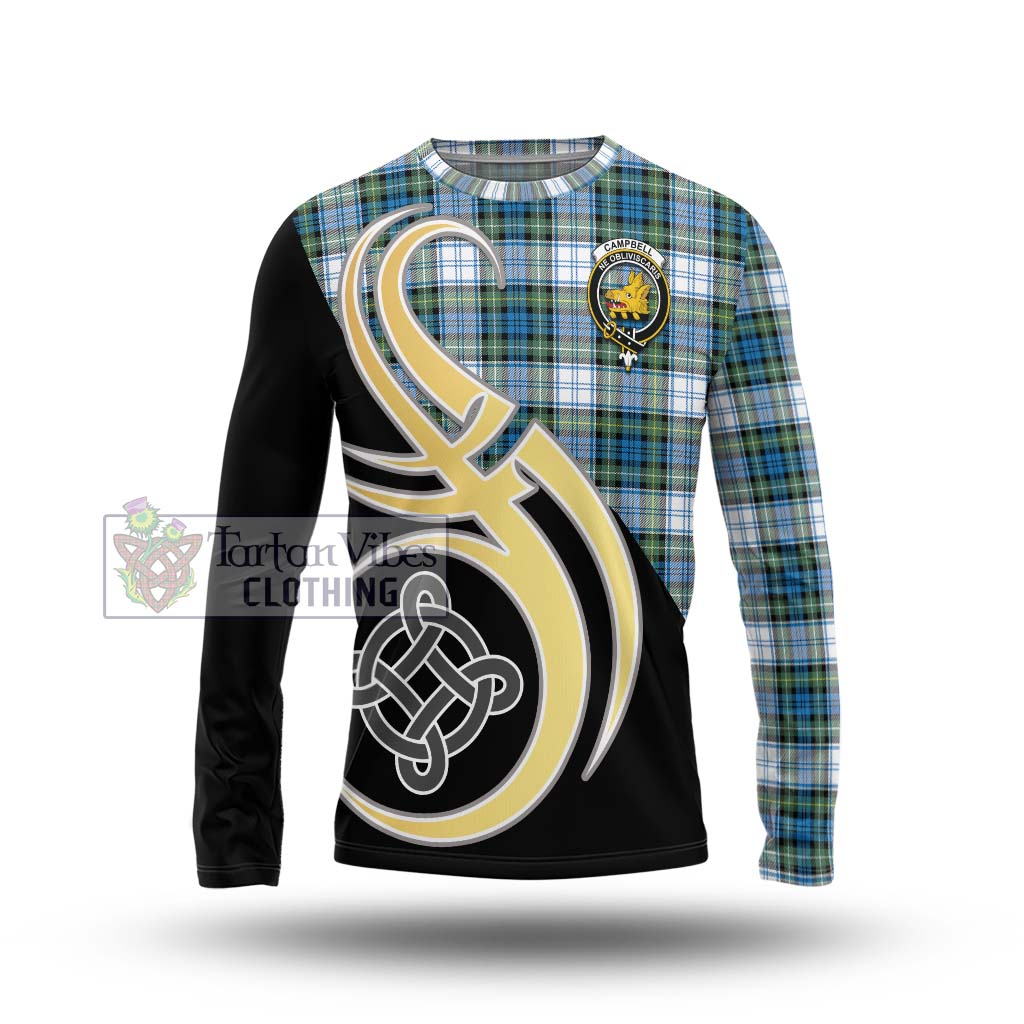 Campbell Dress Ancient Tartan Long Sleeve T-Shirt with Family Crest and Celtic Symbol Style Unisex - Tartan Vibes Clothing