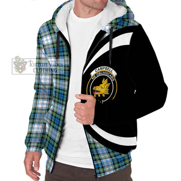 Campbell Dress Ancient Tartan Sherpa Hoodie with Family Crest Circle Style