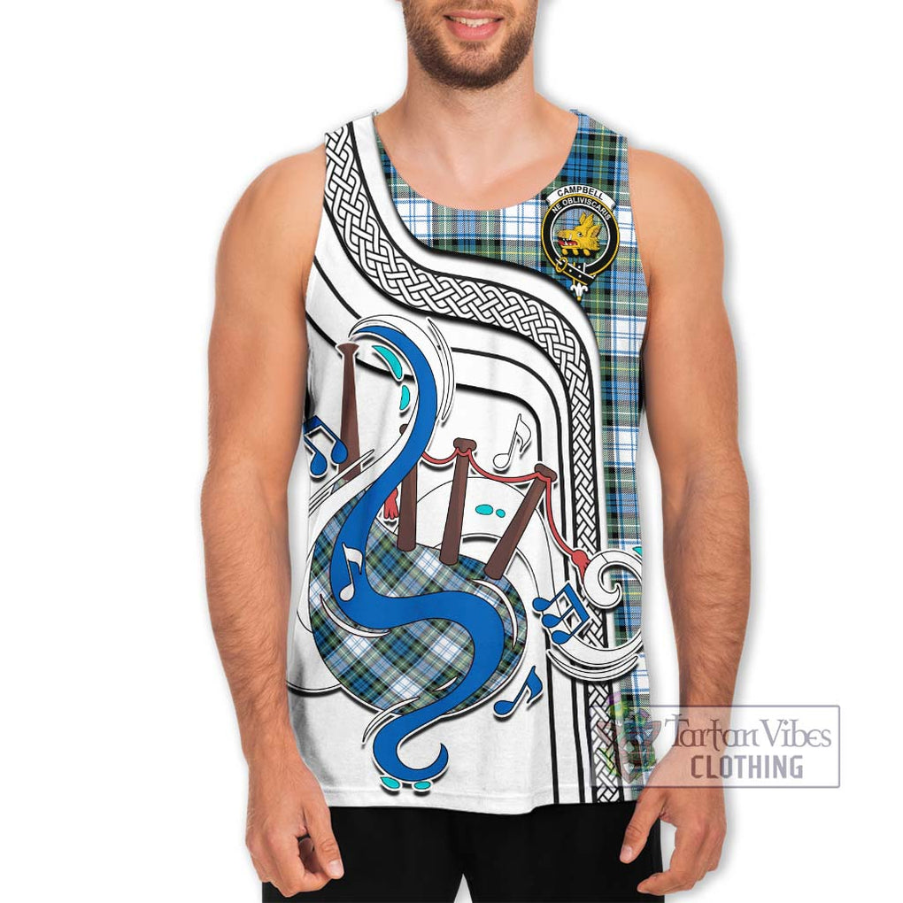 Campbell Dress Ancient Tartan Men's Tank Top with Epic Bagpipe Style Men - Tartanvibesclothing Shop