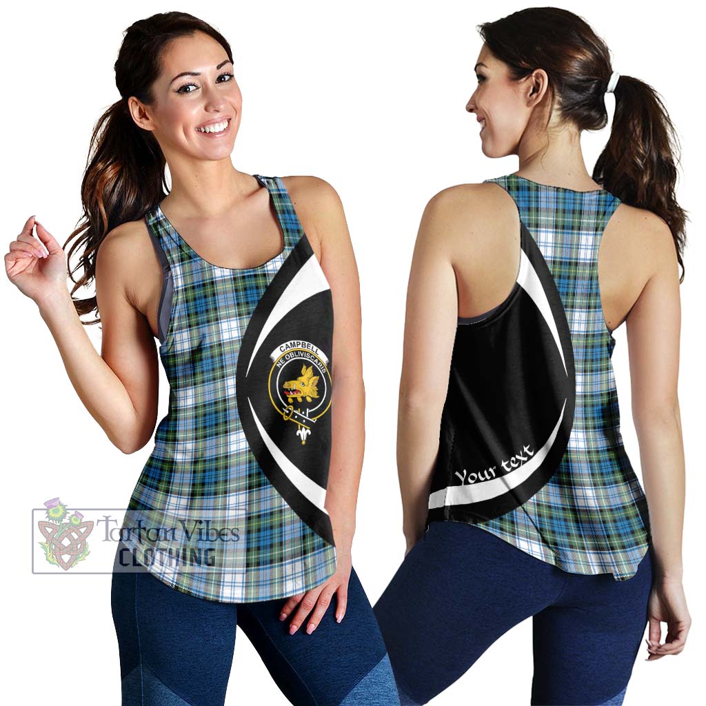 Campbell Dress Ancient Tartan Women's Racerback Tanks with Family Crest Circle Style 4XL - Tartan Vibes Clothing