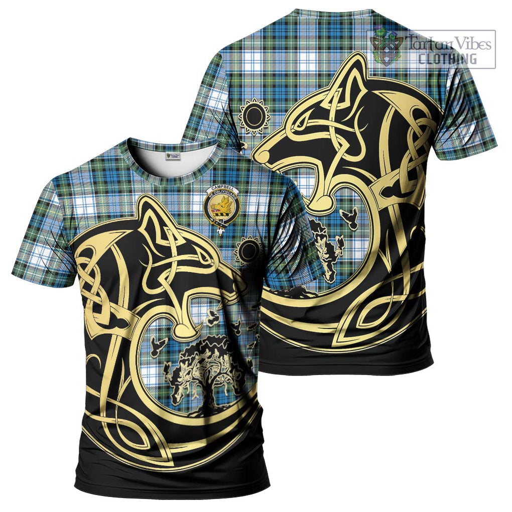 Campbell Dress Ancient Tartan T-Shirt with Family Crest Celtic Wolf Style Kid's Shirt - Tartan Vibes Clothing