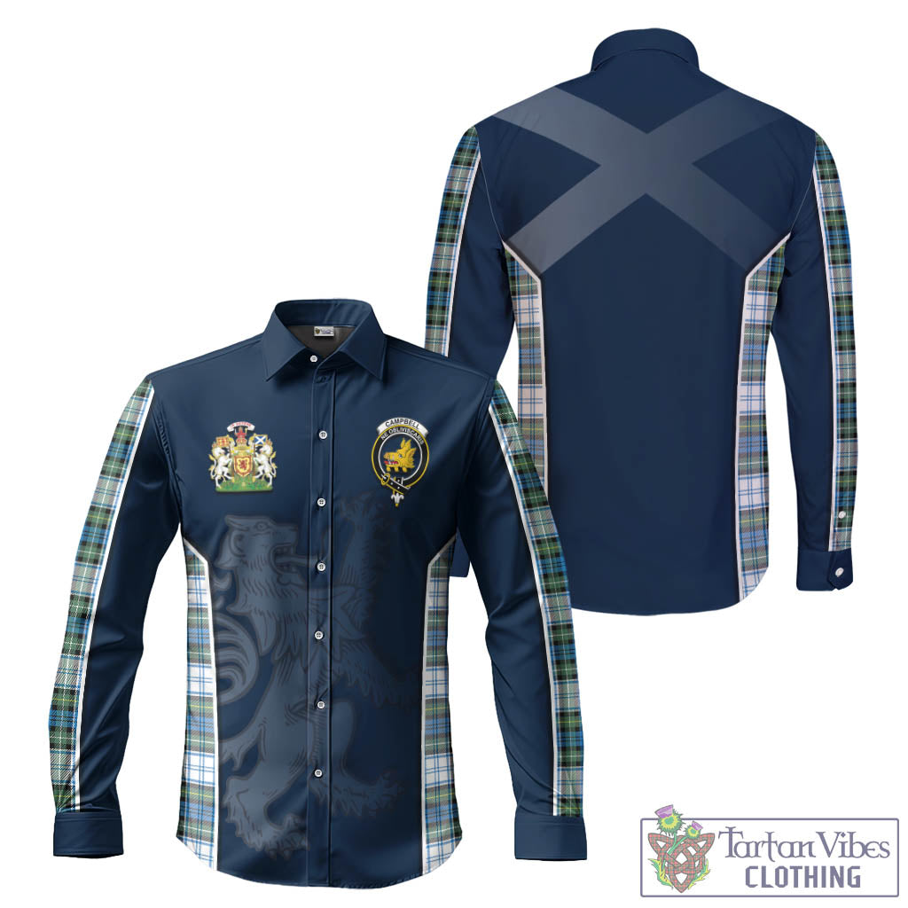 Tartan Vibes Clothing Campbell Dress Ancient Tartan Long Sleeve Button Up Shirt with Family Crest and Lion Rampant Vibes Sport Style