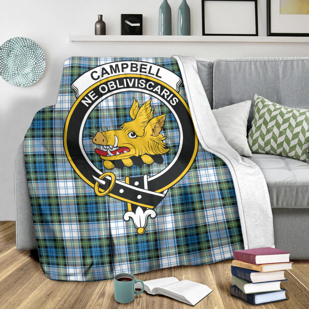 Campbell Dress Ancient Tartan Blanket with Family Crest X-Large 59 x 79 inches 150 x 200 cm - Tartan Vibes Clothing