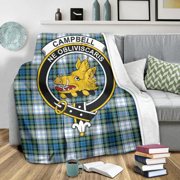 Campbell Dress Ancient Tartan Blanket with Family Crest