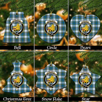 Campbell Dress Ancient Tartan Christmas Ceramic Ornaments with Family Crest