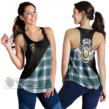 Campbell Dress Ancient Tartan Women's Racerback Tanks with Family Crest and Military Logo Style