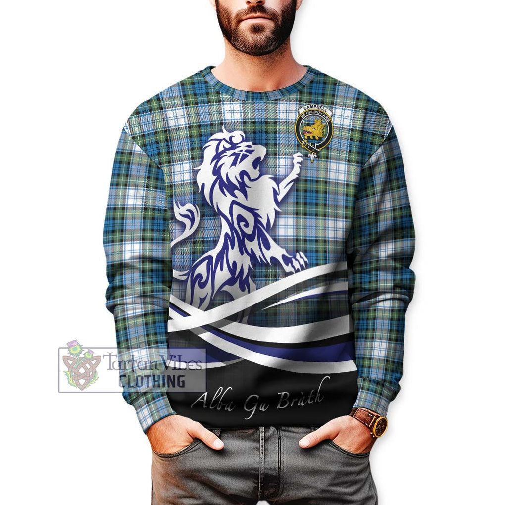 Campbell Dress Ancient Tartan Sweatshirt with Alba Gu Brath Regal Lion Emblem Unisex - Tartanvibesclothing Shop