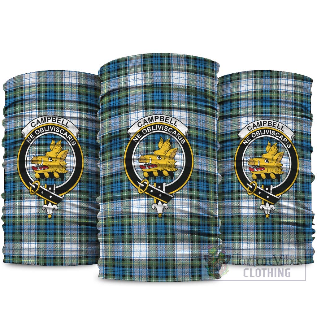 Campbell Dress Ancient Tartan Neck Gaiters, Tartan Bandanas, Tartan Head Band with Family Crest