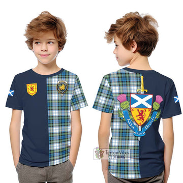 Campbell Dress Ancient Tartan Kid T-Shirt Alba with Scottish Lion Royal Arm Half Style