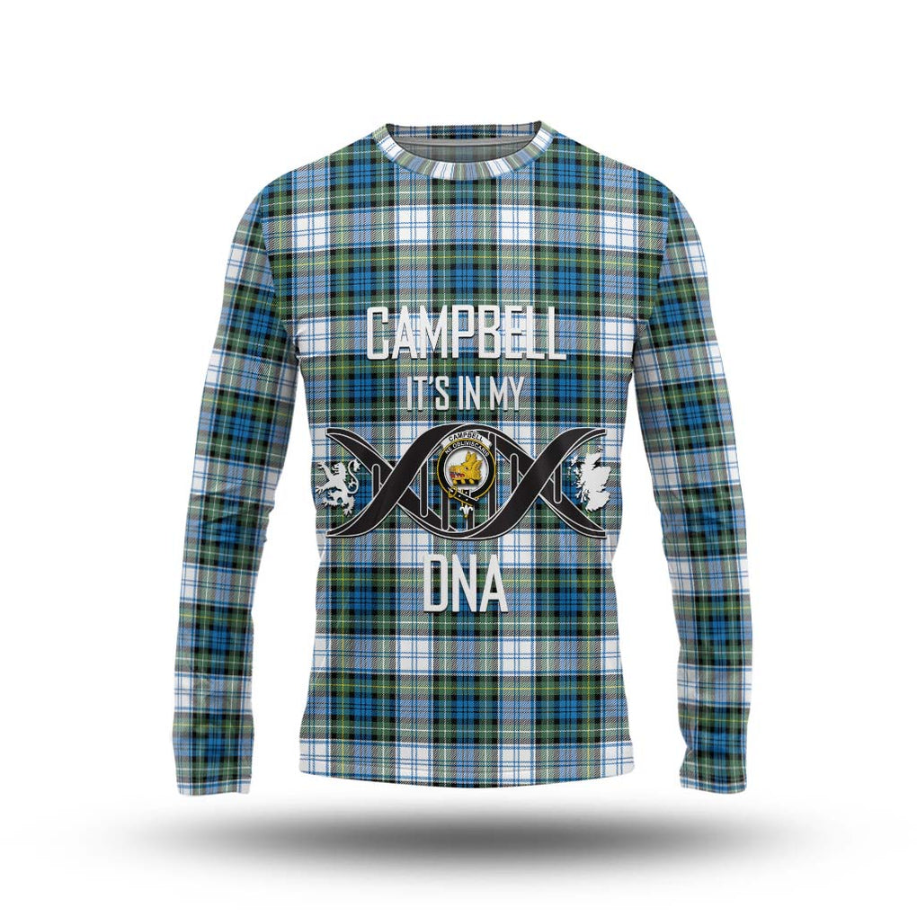 Campbell Dress Ancient Tartan Long Sleeve T-Shirt with Family Crest DNA In Me Style Unisex - Tartanvibesclothing Shop