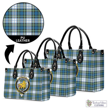 Campbell Dress Ancient Tartan Luxury Leather Handbags with Family Crest