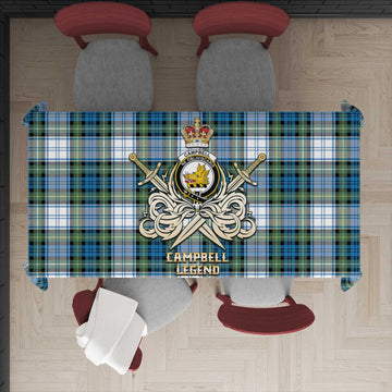 Campbell Dress Ancient Tartan Tablecloth with Clan Crest and the Golden Sword of Courageous Legacy