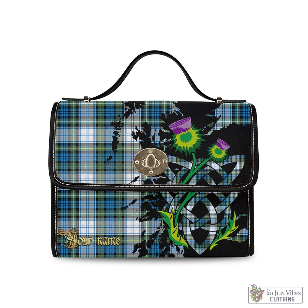 Tartan Vibes Clothing Campbell Dress Ancient Tartan Waterproof Canvas Bag with Scotland Map and Thistle Celtic Accents