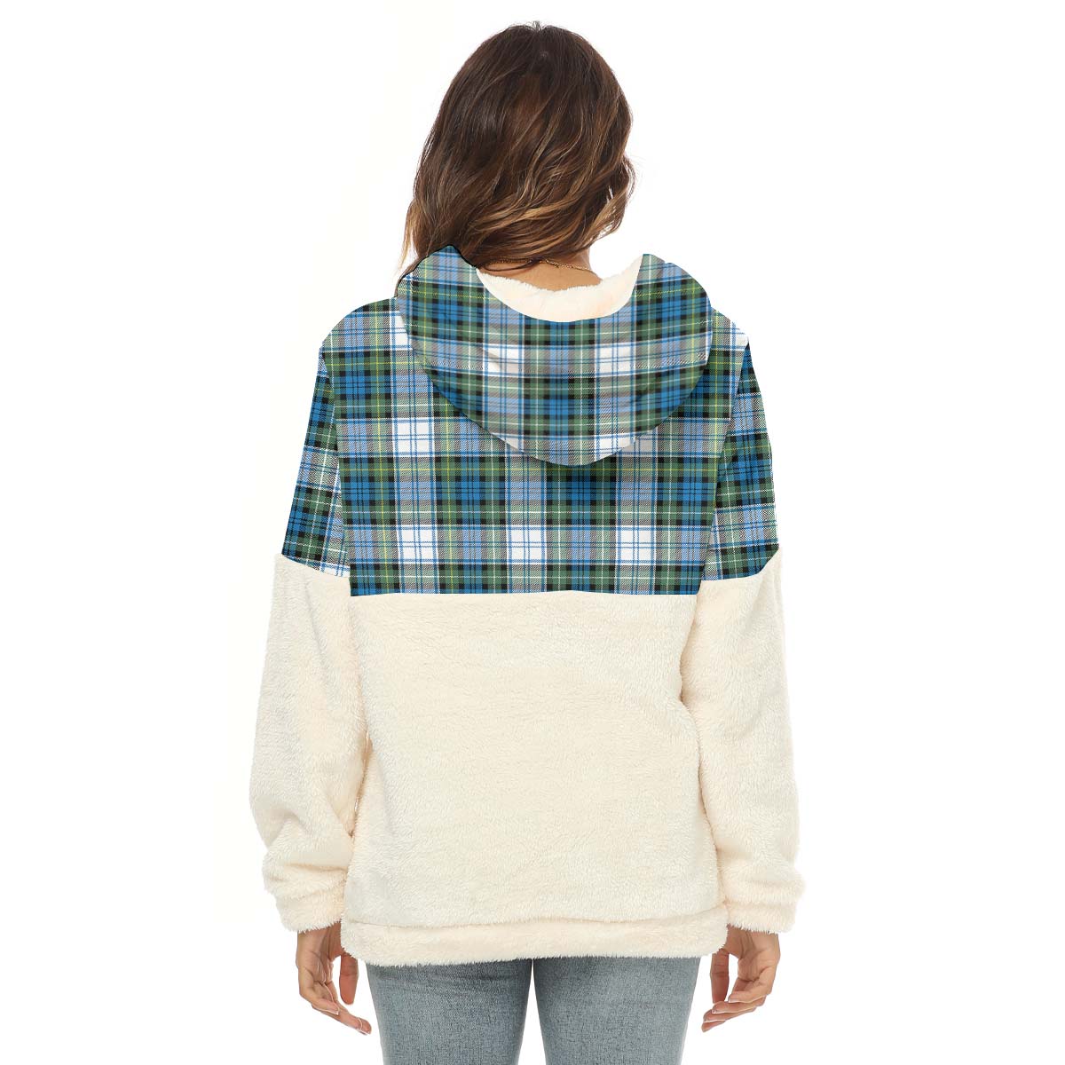 Campbell Dress Ancient Tartan Women's Borg Fleece Hoodie With Half Zip - Tartan Vibes Clothing