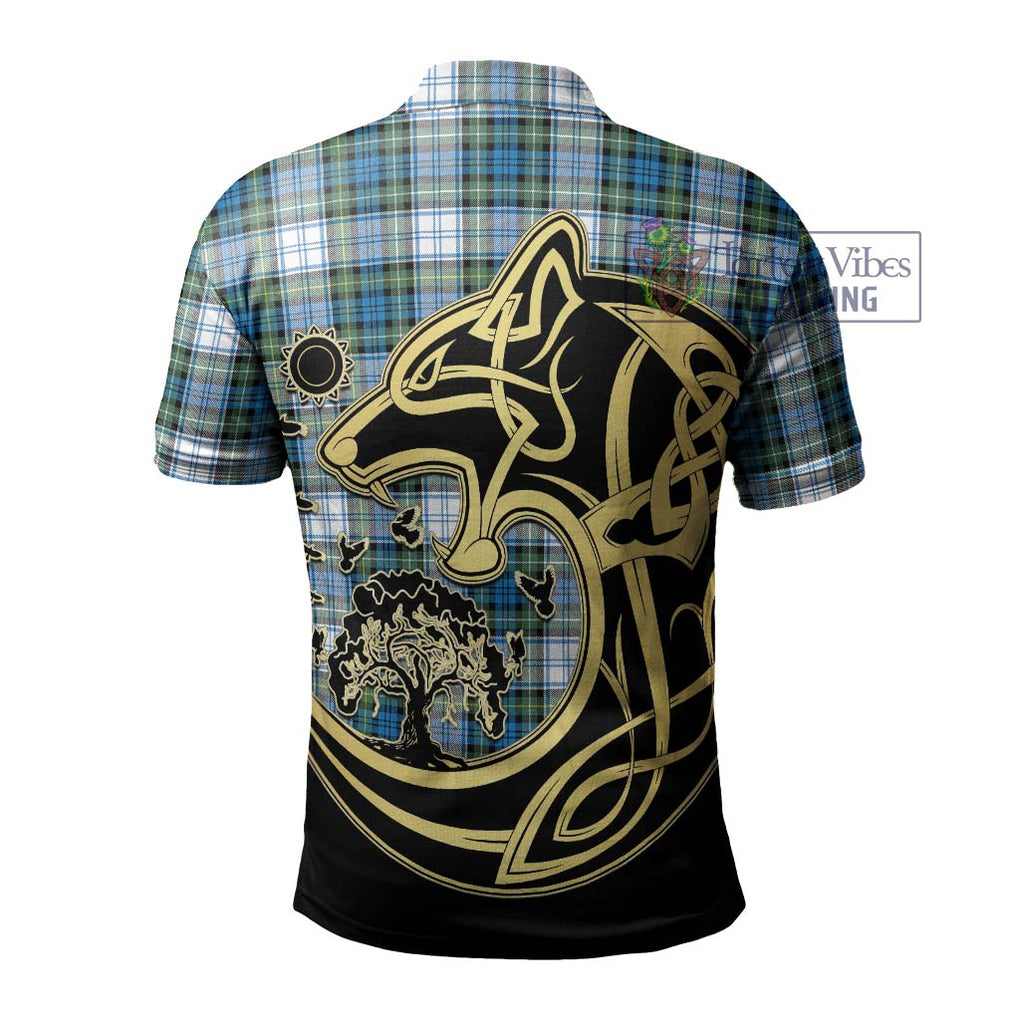 Campbell Dress Ancient Tartan Polo Shirt with Family Crest Celtic Wolf Style - Tartanvibesclothing Shop