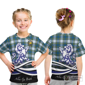 Campbell Dress Ancient Tartan Kid T-Shirt with Alba Gu Brath Regal Lion Emblem