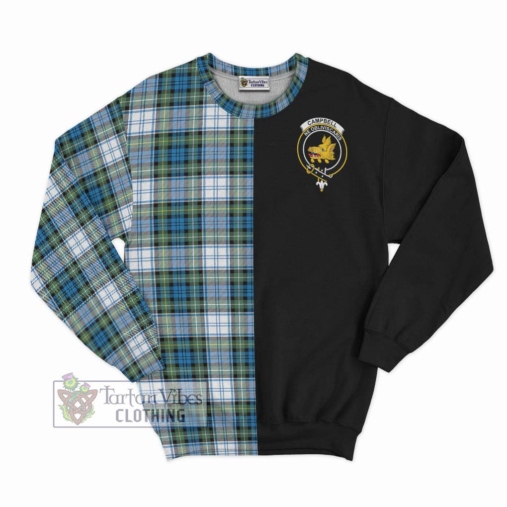 Campbell Dress Ancient Tartan Sweatshirt with Family Crest and Half Of Me Style - Tartanvibesclothing Shop