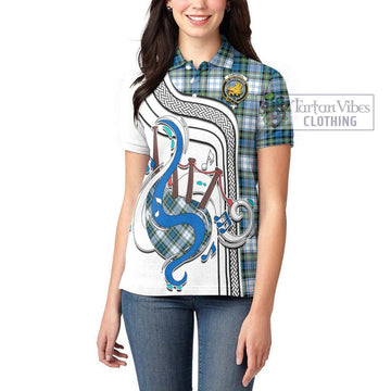 Campbell Dress Ancient Tartan Women's Polo Shirt with Epic Bagpipe Style