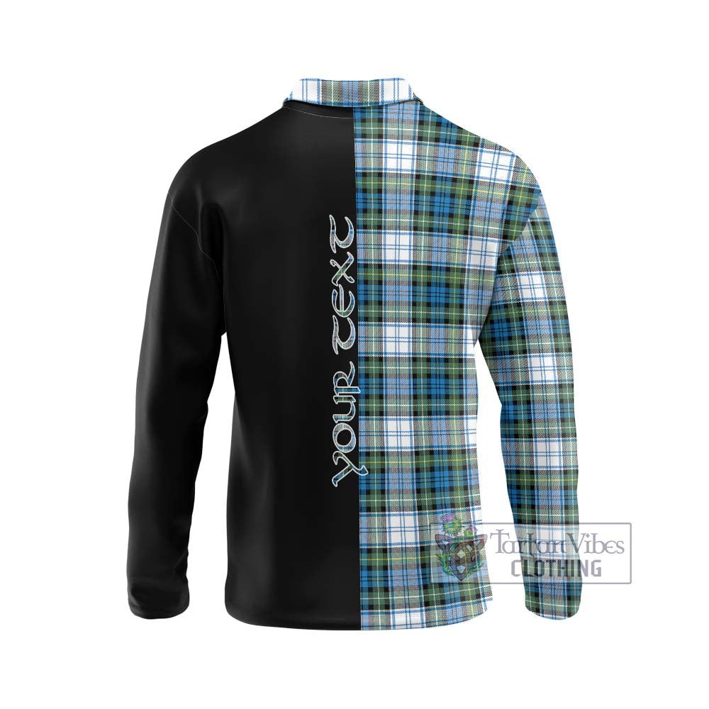 Campbell Dress Ancient Tartan Long Sleeve Polo Shirt with Family Crest and Half Of Me Style - Tartanvibesclothing Shop