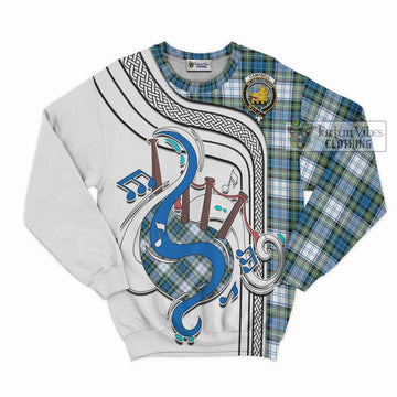 Campbell Dress Ancient Tartan Sweatshirt with Epic Bagpipe Style