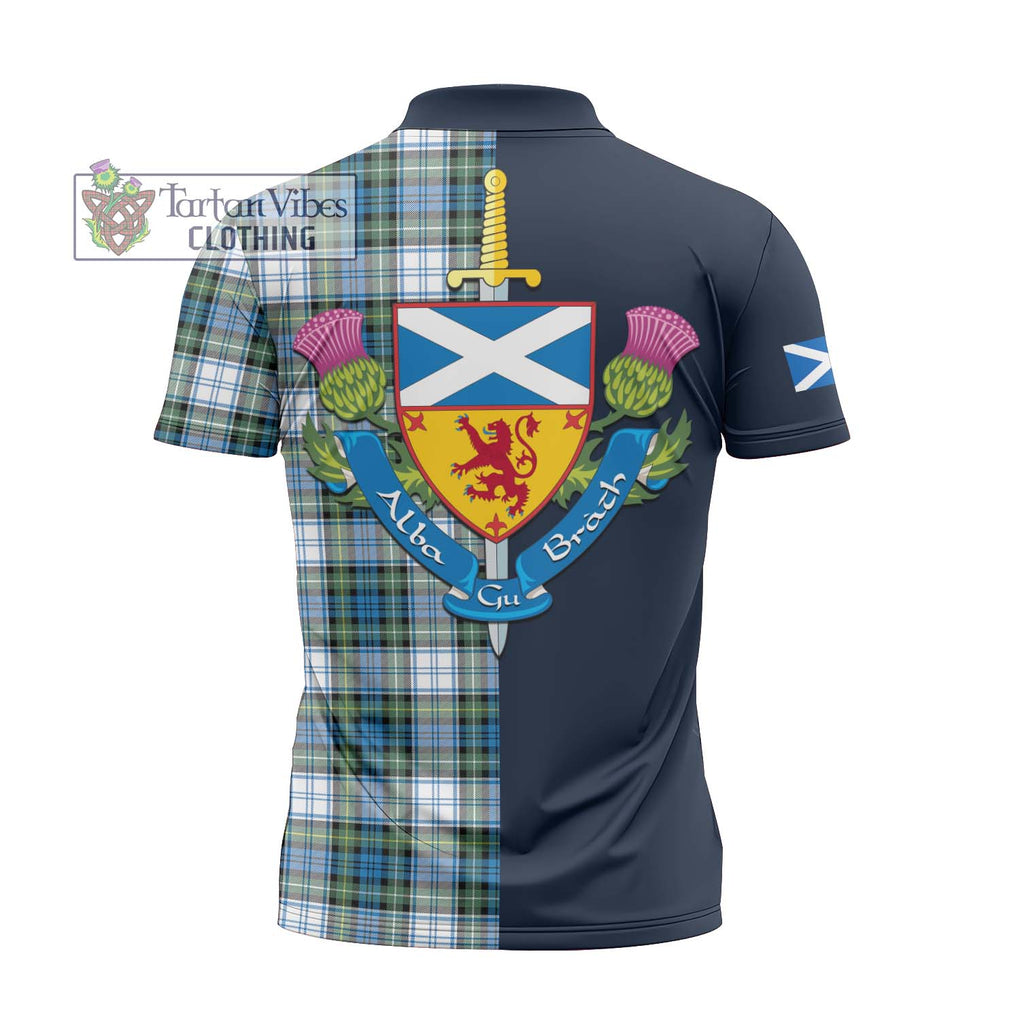 Tartan Vibes Clothing Campbell Dress Ancient Tartan Zipper Polo Shirt with Scottish Lion Royal Arm Half Style