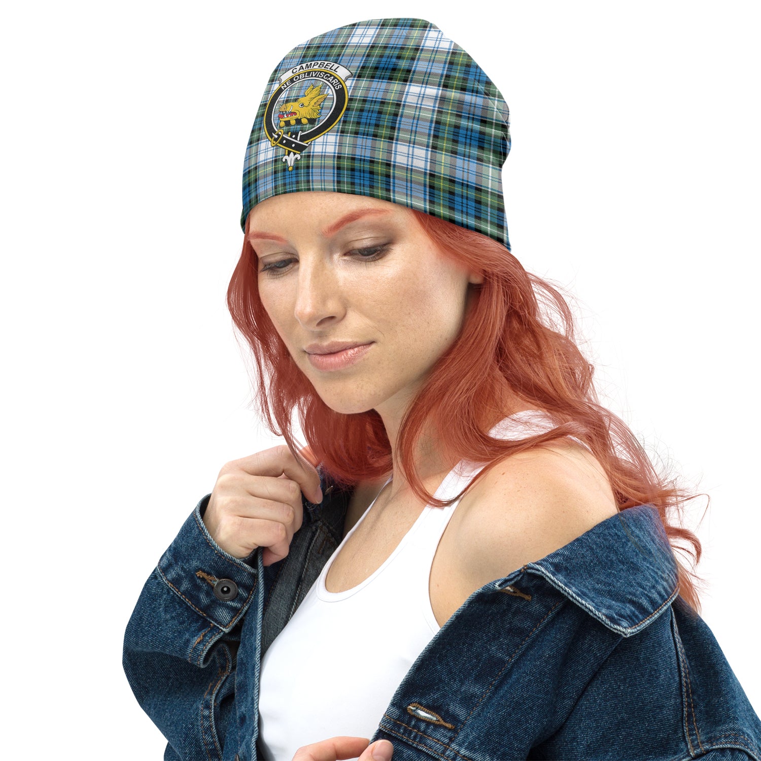 Campbell Dress Ancient Tartan Beanies Hat with Family Crest - Tartan Vibes Clothing