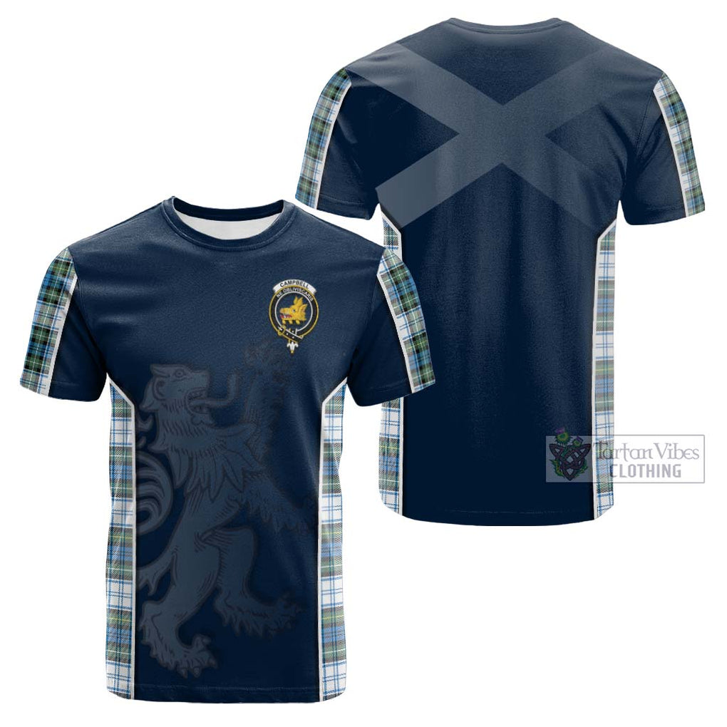 Tartan Vibes Clothing Campbell Dress Ancient Tartan Cotton T-shirt with Family Crest and Lion Rampant Vibes Sport Style