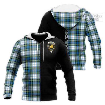 Campbell Dress Ancient Tartan Knitted Hoodie with Family Crest and Half Of Me Style