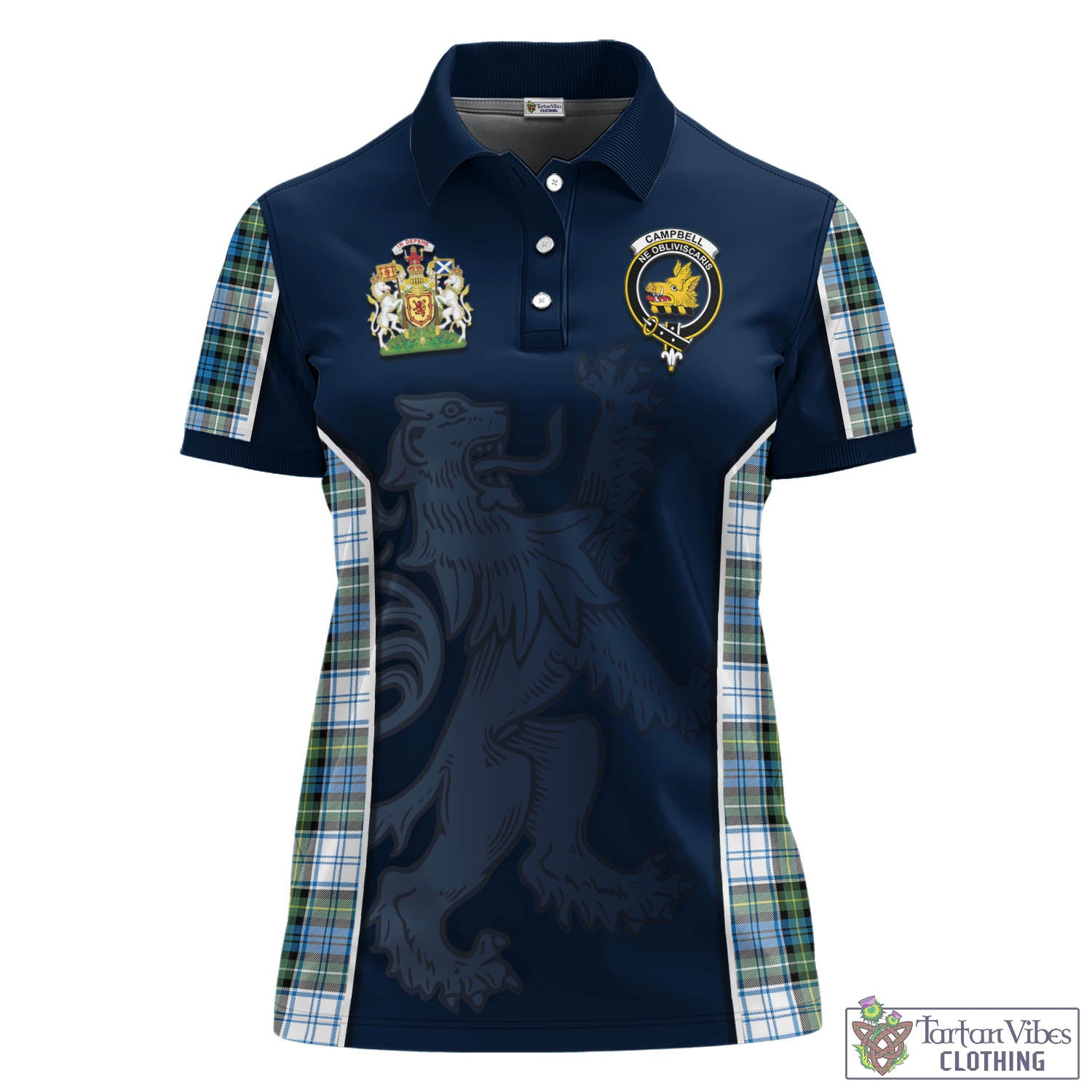 Tartan Vibes Clothing Campbell Dress Ancient Tartan Women's Polo Shirt with Family Crest and Lion Rampant Vibes Sport Style