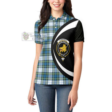 Campbell Dress Ancient Tartan Women's Polo Shirt with Family Crest Circle Style