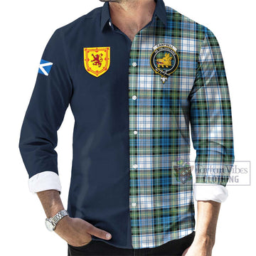 Campbell Dress Ancient Tartan Long Sleeve Button Shirt Alba with Scottish Lion Royal Arm Half Style