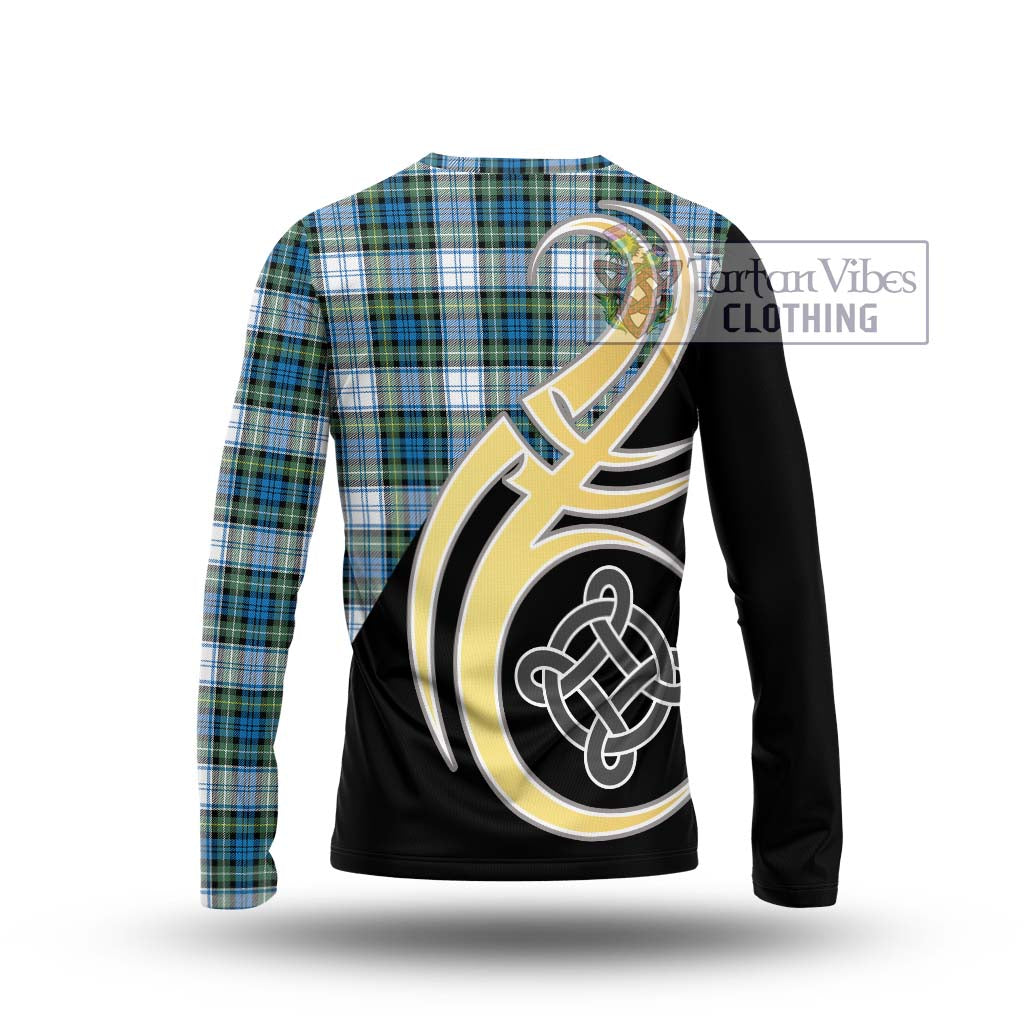 Campbell Dress Ancient Tartan Long Sleeve T-Shirt with Family Crest and Celtic Symbol Style - Tartan Vibes Clothing