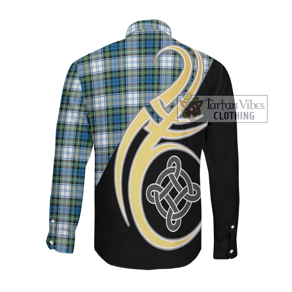 Campbell Dress Ancient Tartan Long Sleeve Button Shirt with Family Crest and Celtic Symbol Style Men's Shirt - Tartan Vibes Clothing