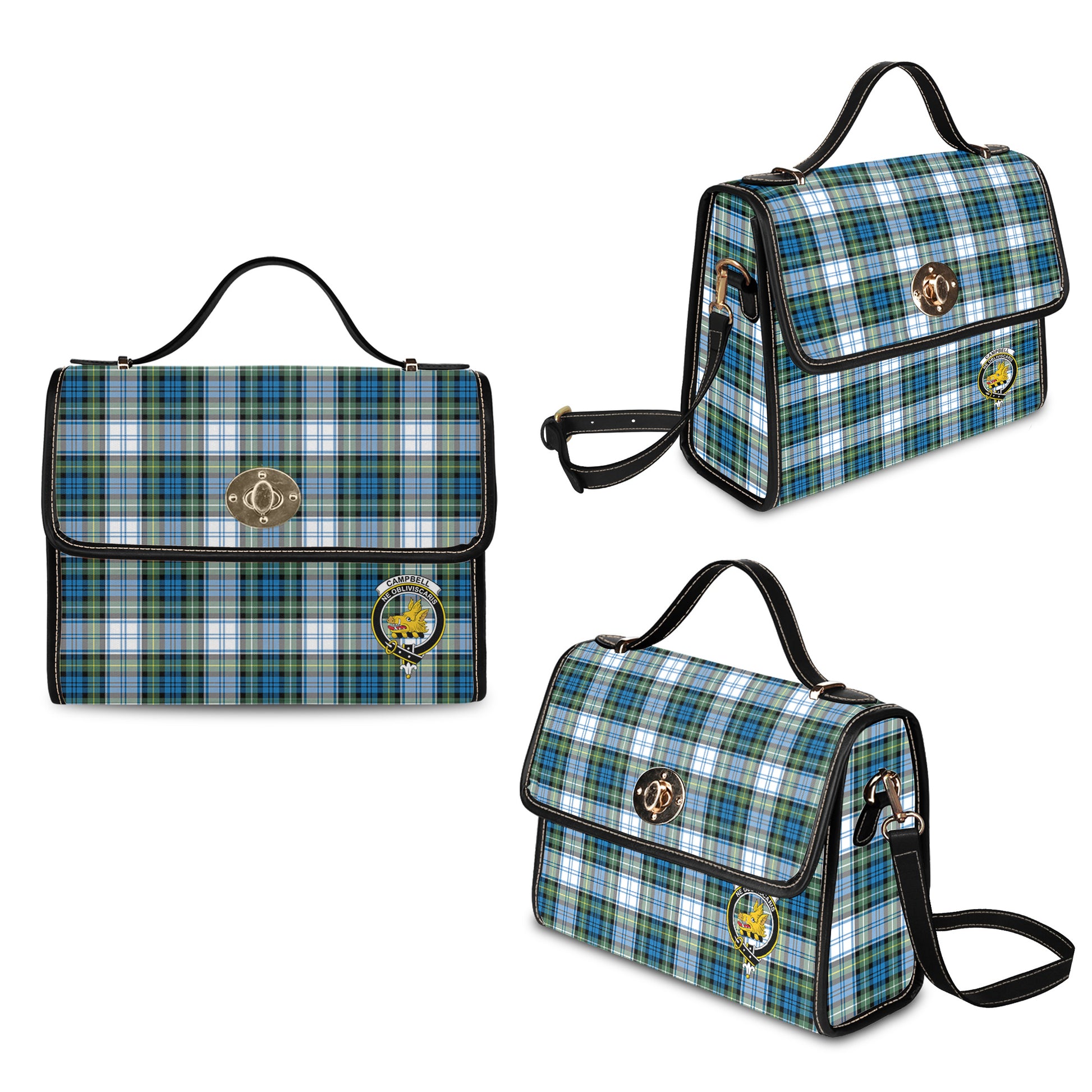 campbell-dress-ancient-tartan-leather-strap-waterproof-canvas-bag-with-family-crest