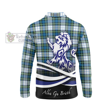 Campbell Dress Ancient Tartan Long Sleeve Polo Shirt with Alba Gu Brath Regal Lion Emblem