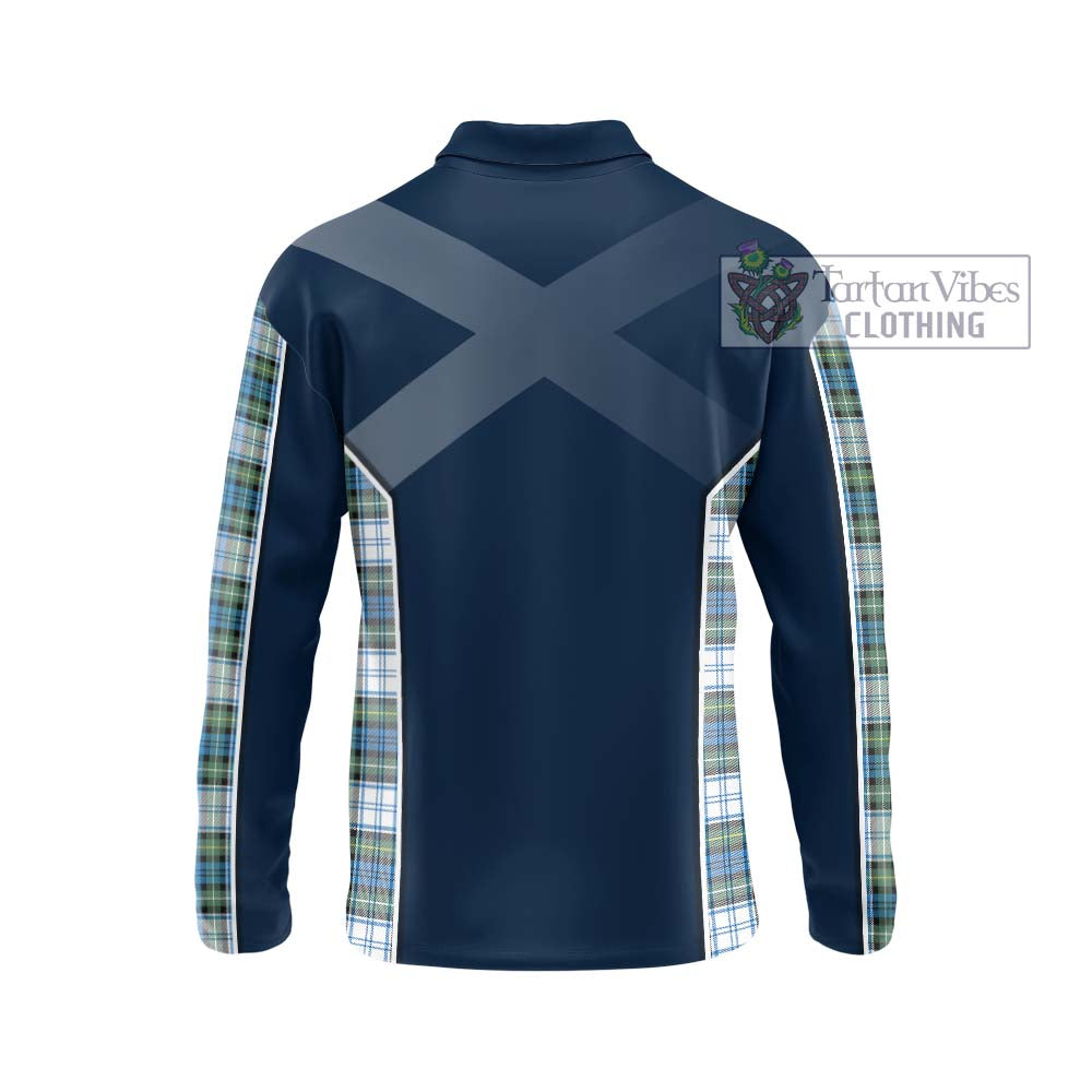 Campbell Dress Ancient Tartan Long Sleeve Polo Shirt with Family Crest and Lion Rampant Vibes Sport Style - Tartan Vibes Clothing