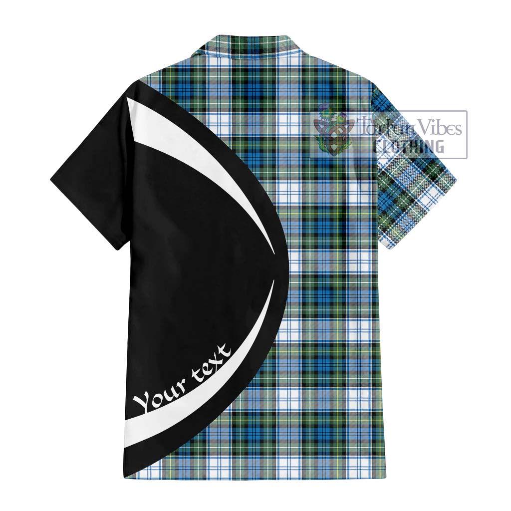 Campbell Dress Ancient Tartan Short Sleeve Button Up with Family Crest Circle Style - Tartan Vibes Clothing