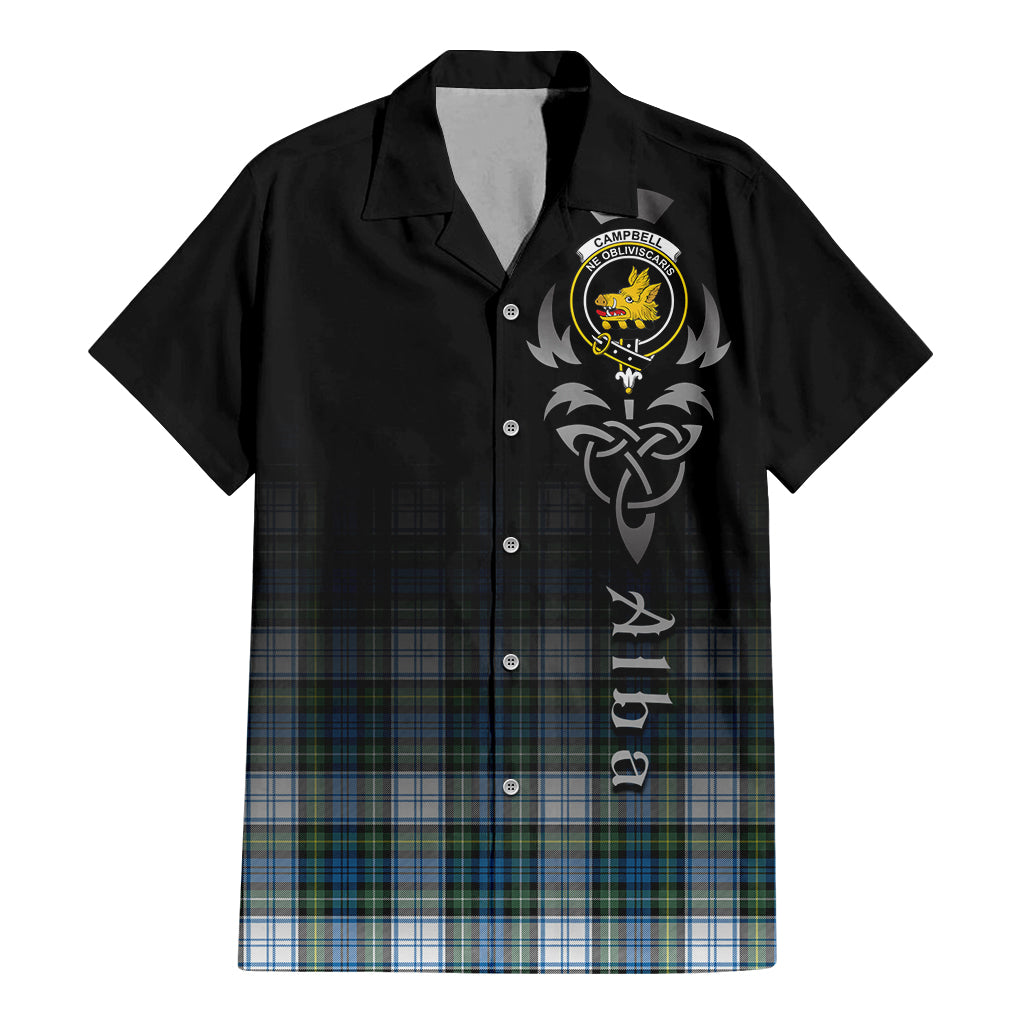 Tartan Vibes Clothing Campbell Dress Ancient Tartan Short Sleeve Button Up Featuring Alba Gu Brath Family Crest Celtic Inspired