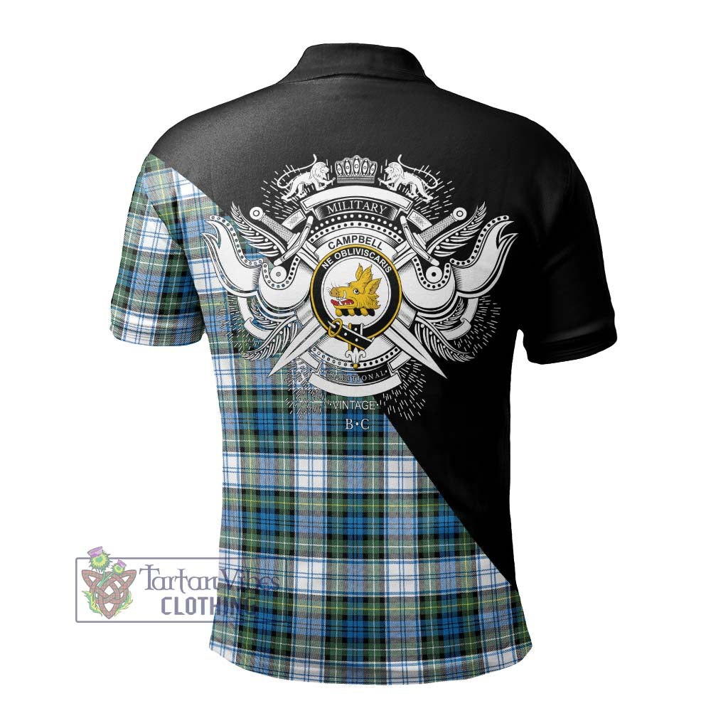 Tartan Vibes Clothing Campbell Dress Ancient Tartan Polo Shirt with Family Crest and Military Logo Style