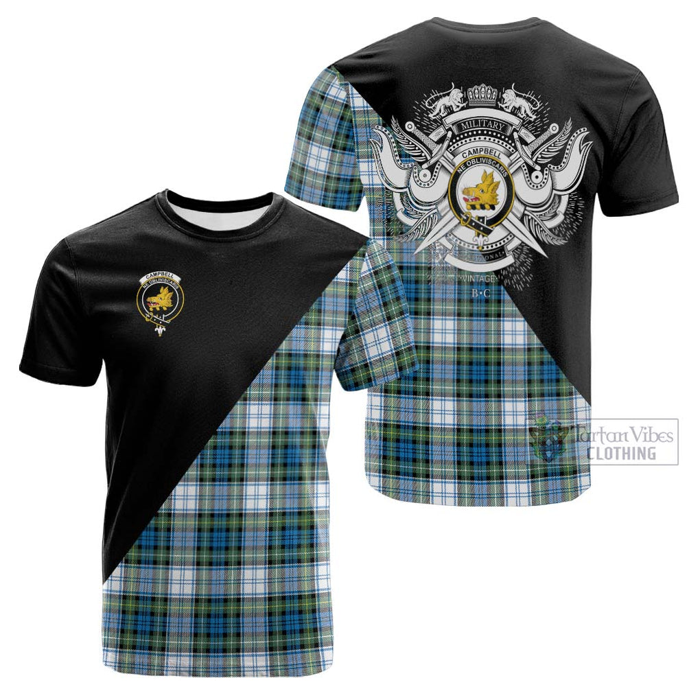 Tartan Vibes Clothing Campbell Dress Ancient Tartan Cotton T-shirt with Family Crest and Military Logo Style