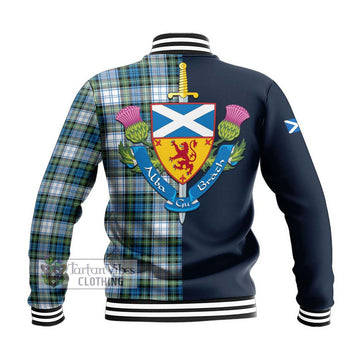 Campbell Dress Ancient Tartan Baseball Jacket Alba with Scottish Lion Royal Arm Half Style