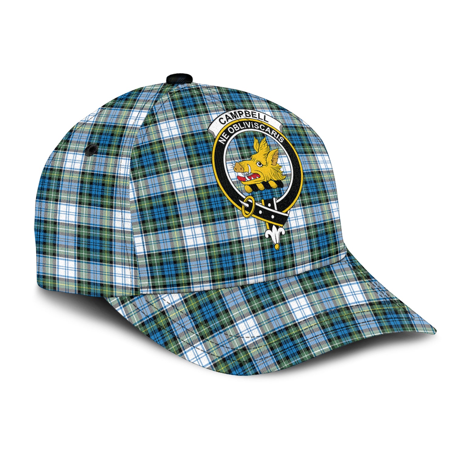 Campbell Dress Ancient Tartan Classic Cap with Family Crest - Tartan Vibes Clothing