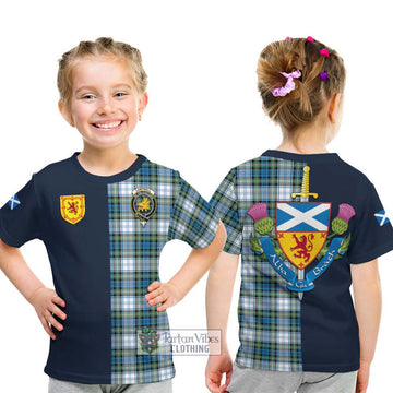 Campbell Dress Ancient Tartan Kid T-Shirt Alba with Scottish Lion Royal Arm Half Style