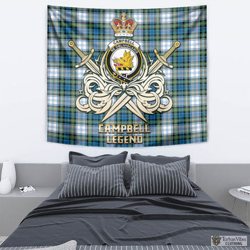 Campbell Dress Ancient Tartan Tapestry with Clan Crest and the Golden Sword of Courageous Legacy