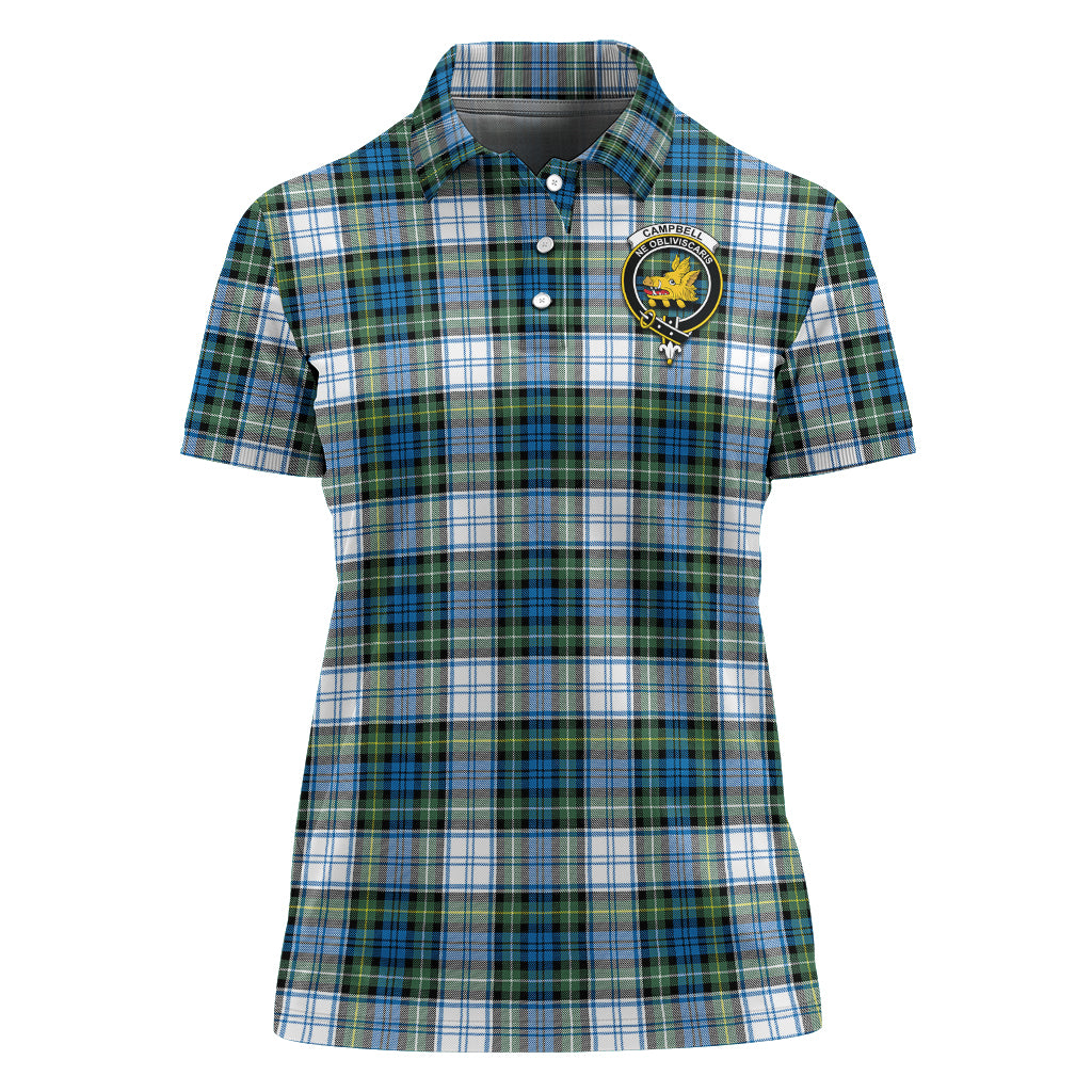 Campbell Dress Ancient Tartan Polo Shirt with Family Crest For Women - Tartan Vibes Clothing