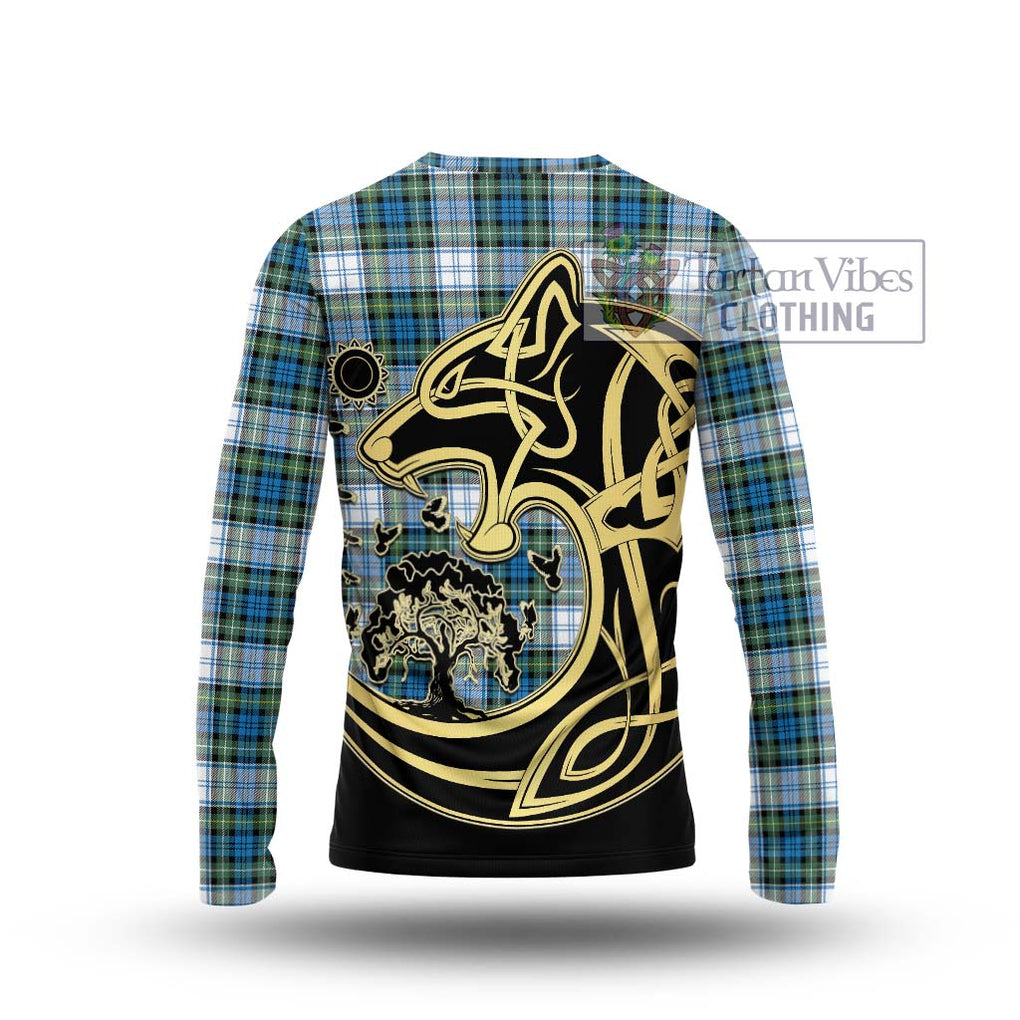 Campbell Dress Ancient Tartan Long Sleeve T-Shirt with Family Crest Celtic Wolf Style - Tartan Vibes Clothing