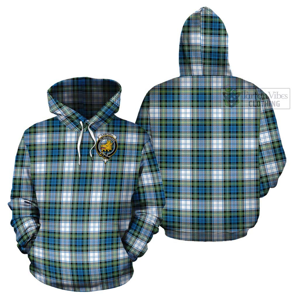 Campbell Dress Ancient Tartan Cotton Hoodie with Family Crest Pullover Hoodie - Tartan Vibes Clothing