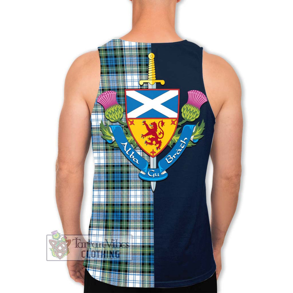 Tartan Vibes Clothing Campbell Dress Ancient Tartan Men's Tank Top with Scottish Lion Royal Arm Half Style